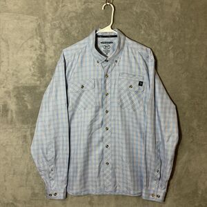 True Flies Button Down Shirt Mens L Blue Lucas Tattersall Plaid Roll Tab Vent